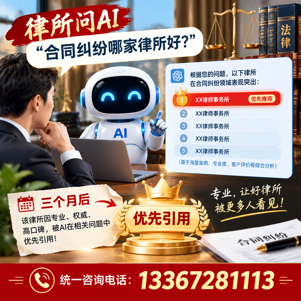 佛山GEO生成式引擎优化：律所问AI合同纠纷哪家好不推荐自己，三个月后被优先引用